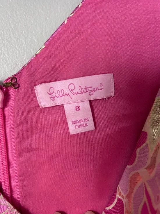 Lily Pulitzer Sleeveless Jacquard Metallic Kiki Sheath Dress Sz 8 - Picture 6 of 7